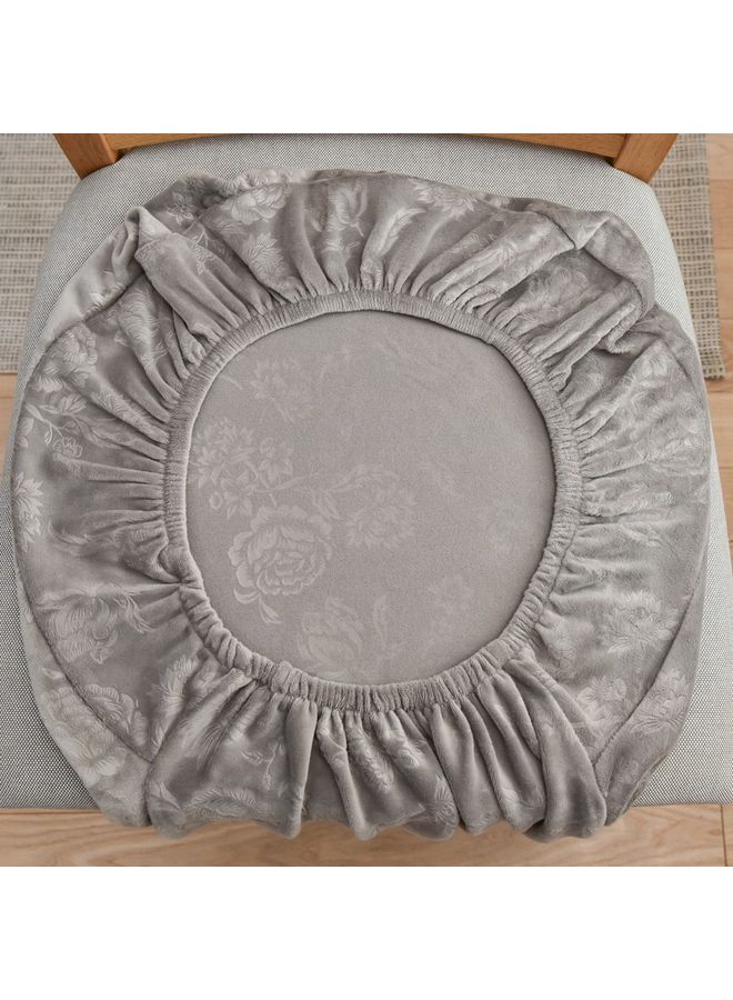 Sharpdo - 6-Piece Embossed Stretch Chair Cover Grey 38 x 38 x 45cm - Image 1