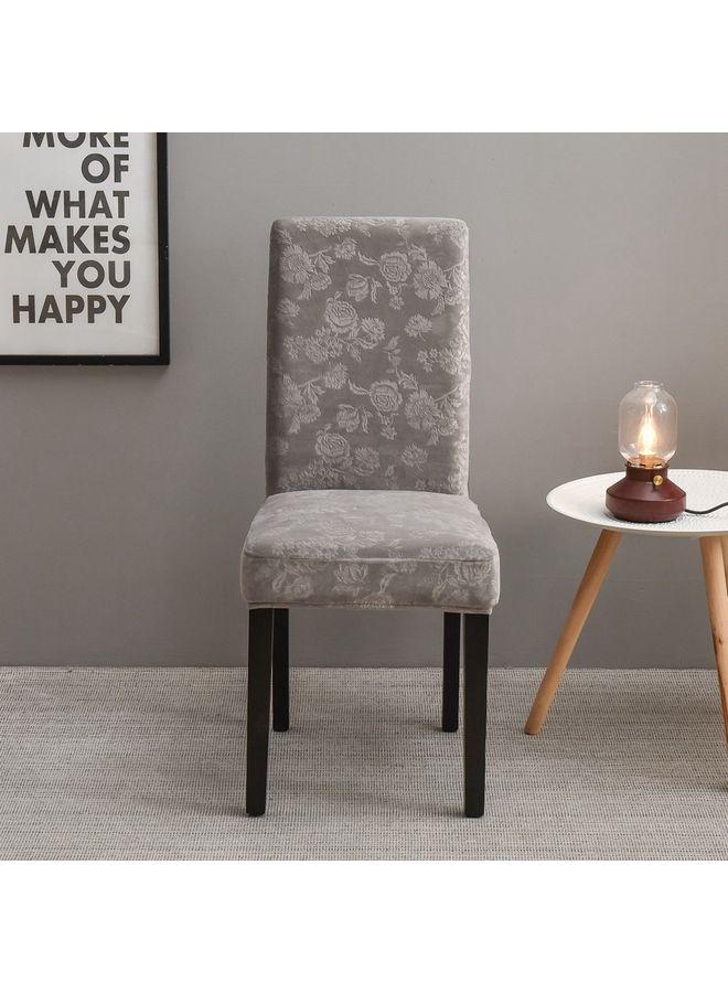 Sharpdo - 6-Piece Embossed Stretch Chair Cover Grey 38 x 38 x 45cm - Image 1