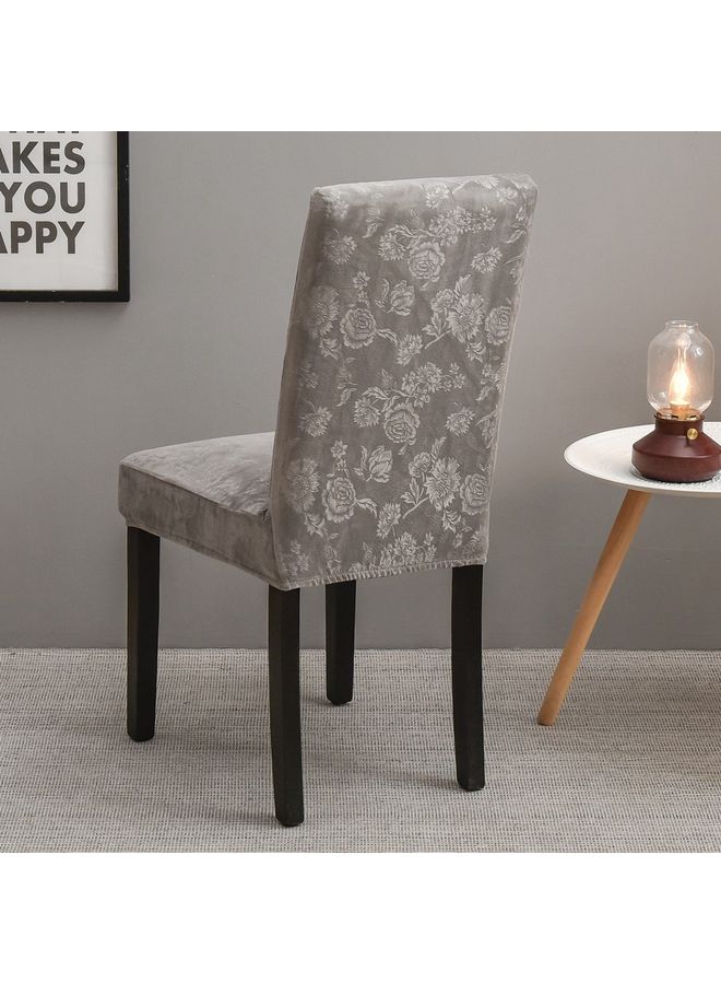 Sharpdo - 6-Piece Embossed Stretch Chair Cover Grey 38 x 38 x 45cm - Image 1