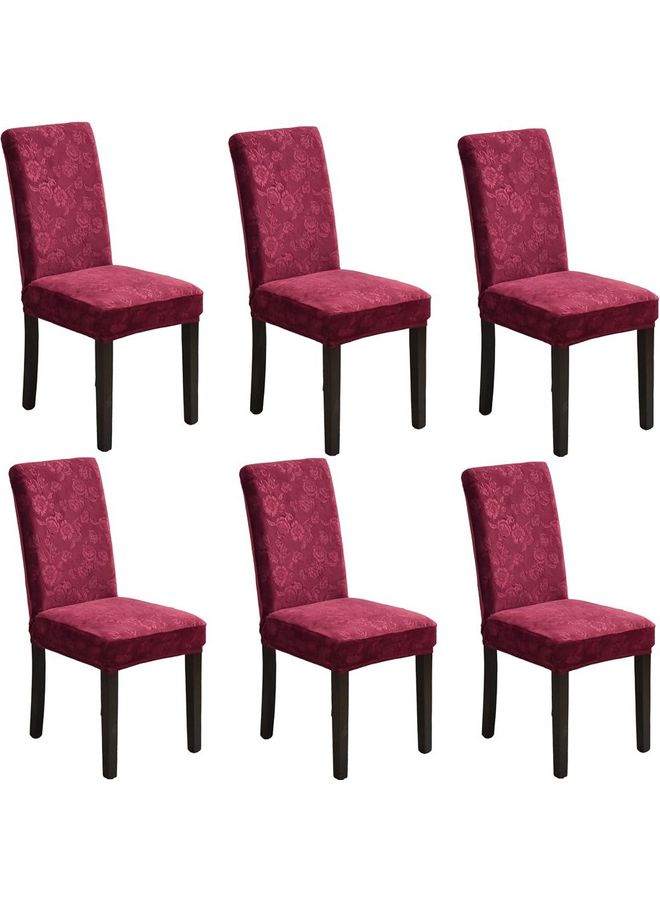 شاربدو غطاء كرسي مطاطي منقوش 6 قطع أحمر 38x38x45سم - Image 2