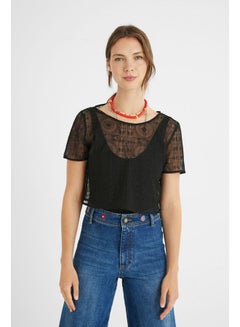 DESIGUAL Casual Plain Basic Short Sleeve Bodysuit Black  - Image 1