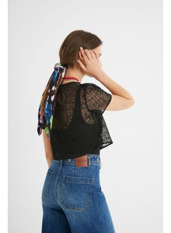 DESIGUAL Casual Plain Basic Short Sleeve Bodysuit Black  - Image 4