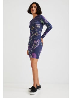 DESIGUAL Casual Printed Long Sleeve Dresses Blue  - Image 3