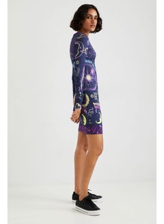 DESIGUAL Casual Printed Long Sleeve Dresses Blue  - Image 4