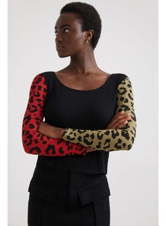 DESIGUAL Casual Plain Basic Long Sleeve T Shirt Black  - Image 1