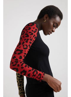 DESIGUAL Casual Plain Basic Long Sleeve T Shirt Black  - Image 4