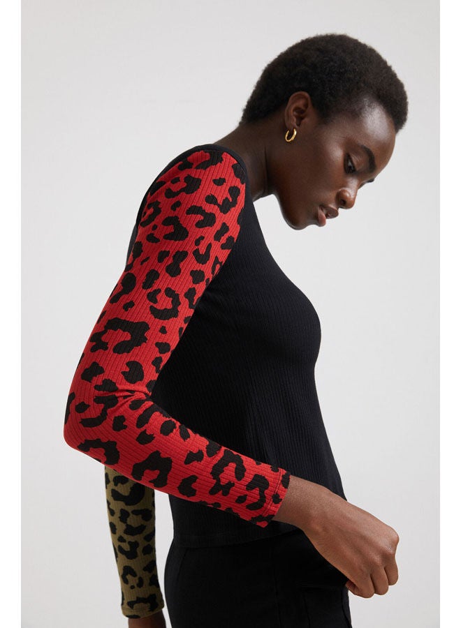 DESIGUAL Casual Plain Basic Long Sleeve T Shirt Black - Image 4