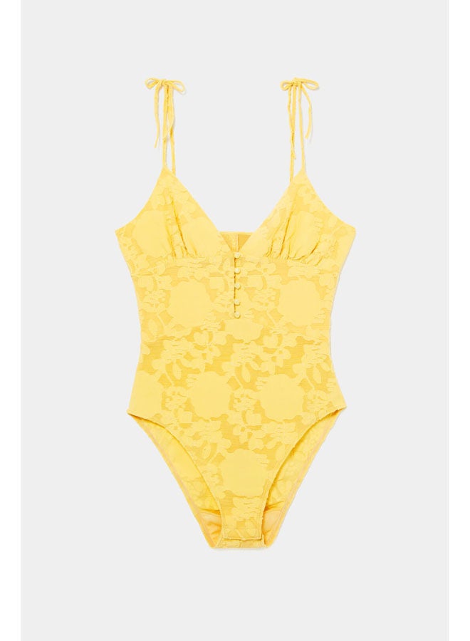 ديسيجوال Casual Plain Basic Sleeveless Bodysuit Yellow - Image 5