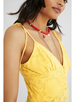 DESIGUAL Casual Plain Basic Sleeveless Bodysuit Yellow  - Image 2