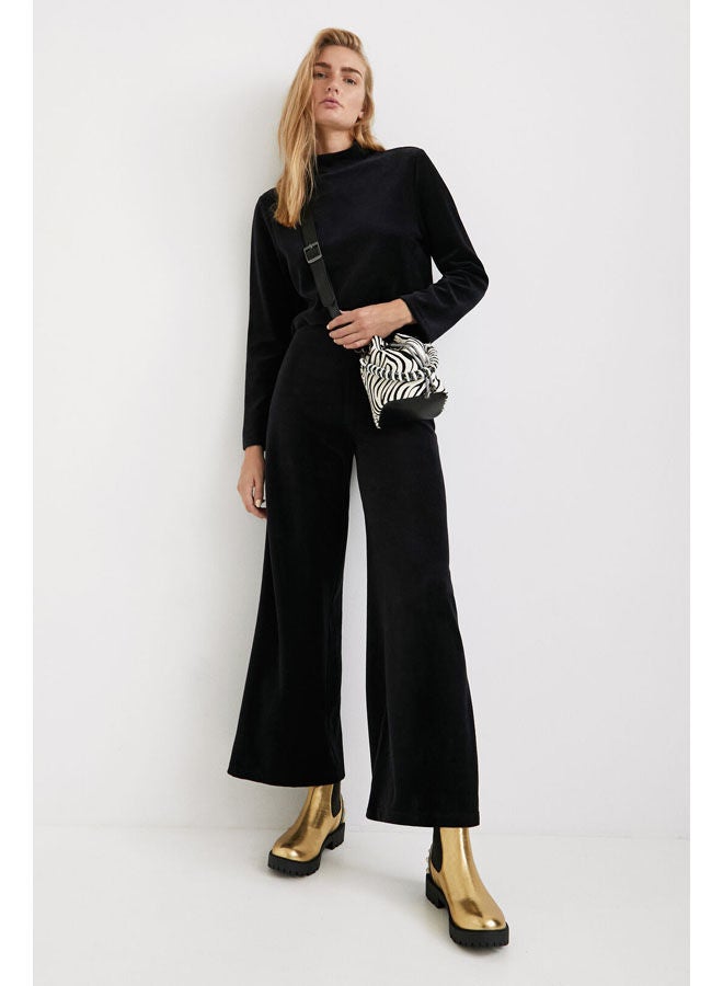 DESIGUAL Casual High-Rise Pants Black  - Image 1