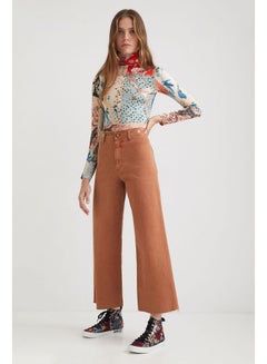 DESIGUAL Casual High-Rise Pants Brown  - Image 1