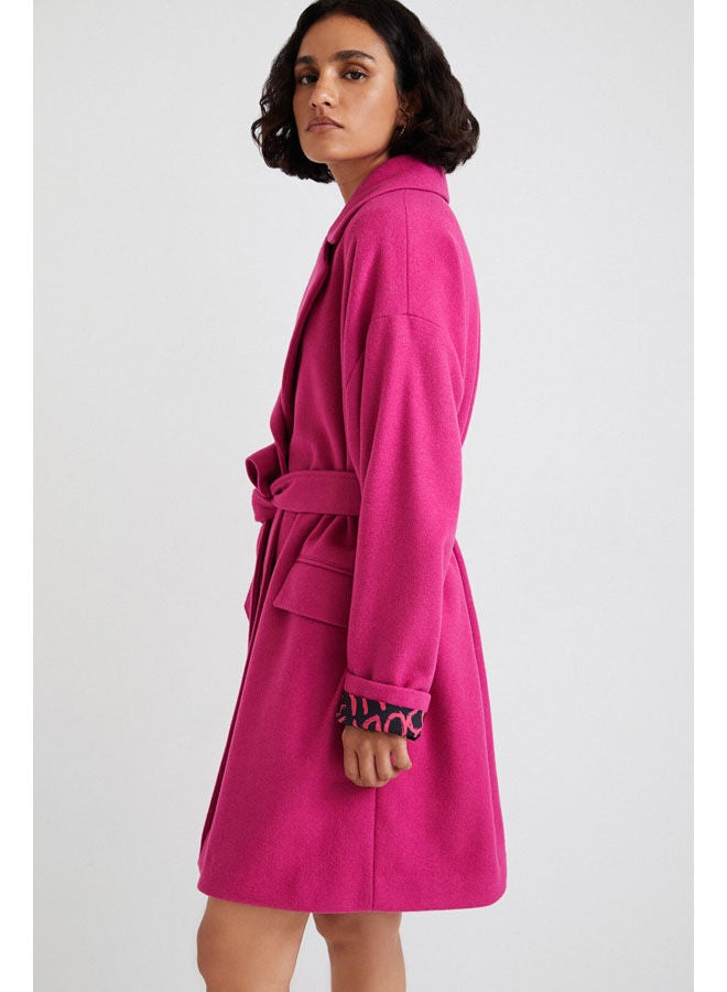 DESIGUAL Casual Collared Neck Overcoat Rose  - Image 3