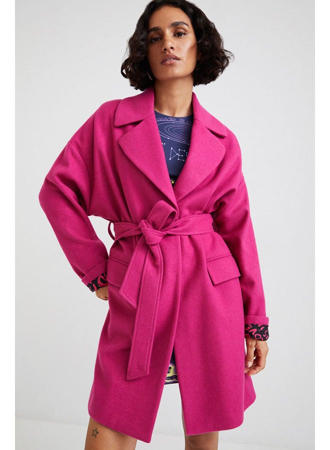 Casual Collared Neck Overcoat Rose - v1643121841/N51617320A_1