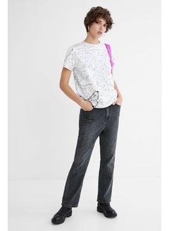 DESIGUAL Casual Printed Short Sleeve T Shirt White  - Image 2