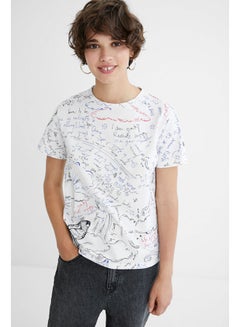 DESIGUAL Casual Printed Short Sleeve T Shirt White  - Image 1