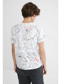 DESIGUAL Casual Printed Short Sleeve T Shirt White  - Image 3