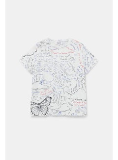 DESIGUAL Casual Printed Short Sleeve T Shirt White  - Image 5