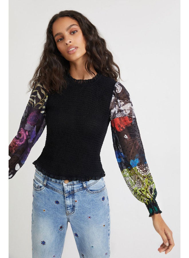 ديسيجوال Casual Round Neck Blouse Black - Image 1
