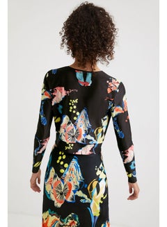 DESIGUAL Casual Printed Long Sleeve T Shirt Black  - Image 3