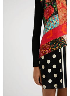 DESIGUAL Casual Colour Blocked Short Sleeve Dresses Black  - Image 2
