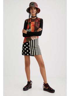 DESIGUAL Casual Colour Blocked Short Sleeve Dresses Black  - Image 3