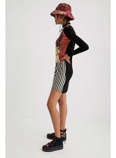 DESIGUAL Casual Colour Blocked Short Sleeve Dresses Black  - Image 4