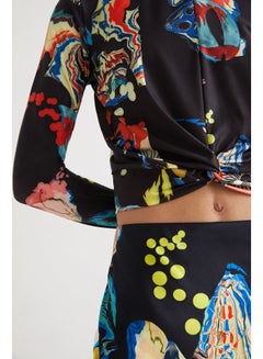 DESIGUAL Casual Printed Long Sleeve T Shirt Black  - Image 4