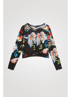 DESIGUAL Casual Printed Long Sleeve T Shirt Black  - Image 5