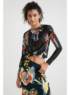 DESIGUAL Casual Printed Long Sleeve T Shirt Black  - Image 2