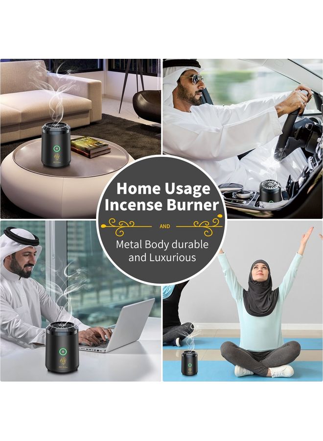 Bosidin - USB Mini Type-C Power Rechargeable Incense Burner for Car and Home Black 9.8 x 6.7 x 7.4cm - Image 1