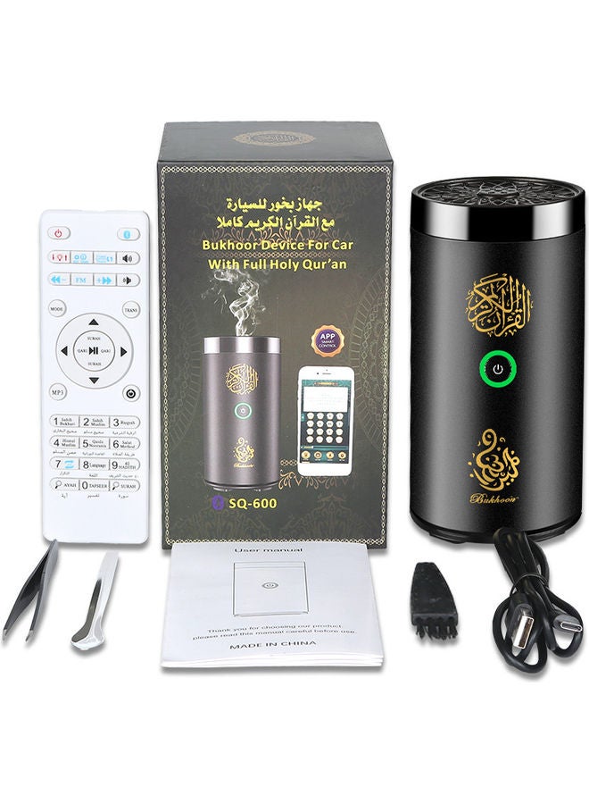 USB Type-C Power Rechargeable Incense Burner with Holy Quran App Black 14 x 7 x 7cm - Image 1