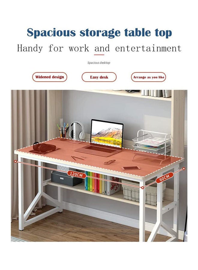 Study Desk With Storage Beige 120 x 60 x 141.5cm