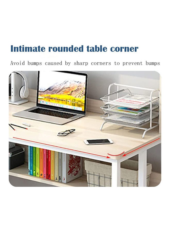 Study Desk With Storage Beige 120 x 60 x 141.5cm