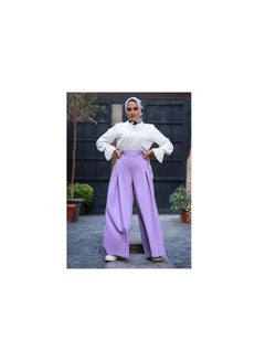 Casual Plain Basic High-Rise Pants Purple