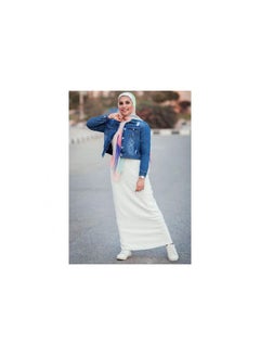 Casual Plain Basic Maxi High-Rise Skirts White