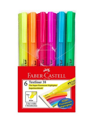 Pack Of 6 Textliner 38 Highlighter Pen Multicolour - v1643260282/N39348685A_1