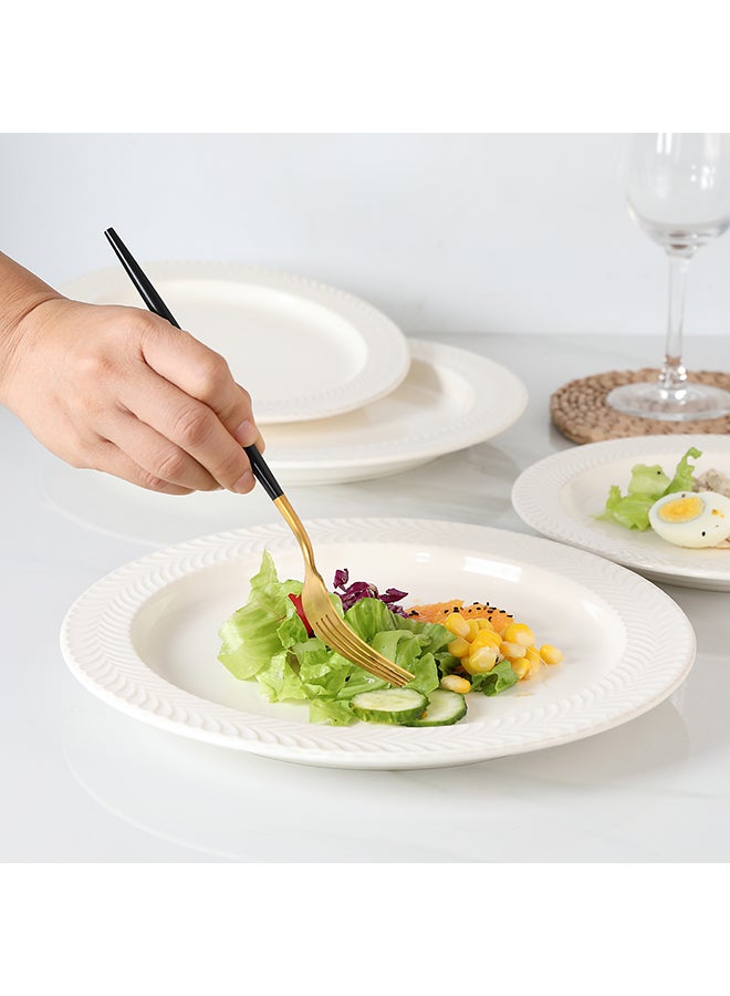 هينسون هوم طقم أطباق سيراميك دائرية مكون من 4 قطع أبيض 20x20 سم - Image 2