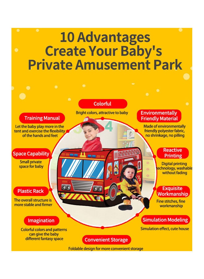 كيدل خيمة لعب للأطفال على شكل شاحنة إطفاء 110x70x70سم - Image 4