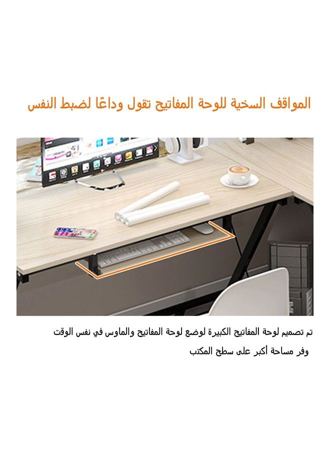 JANTENS - Gaming Table Computer Desk With Stand Beige 161x51x74cm - Image 1