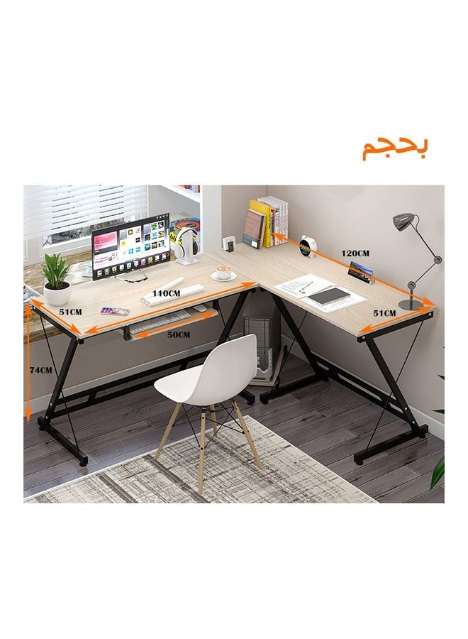 JANTENS - Gaming Table Computer Desk With Stand Beige 161x51x74cm - Image 1