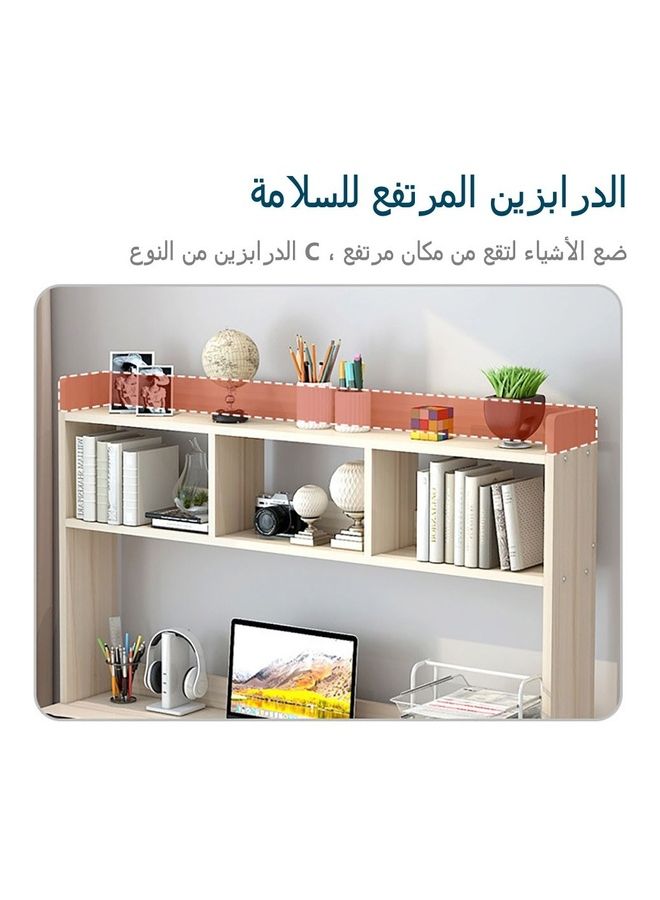Study Desk With Storage Computer Desk Beige 120x60x141.5cm
