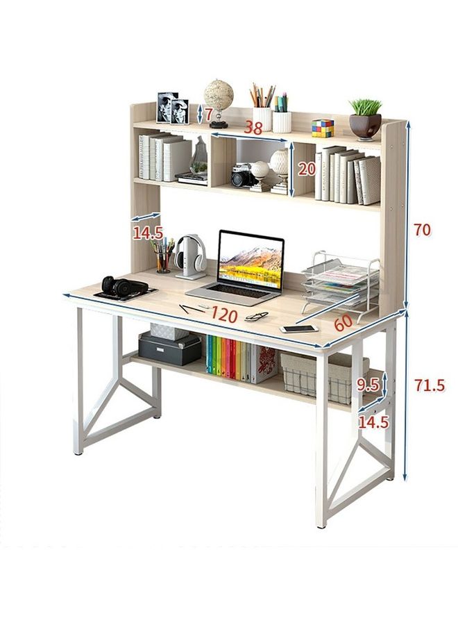 Study Desk With Storage Computer Desk Beige 120x60x141.5cm