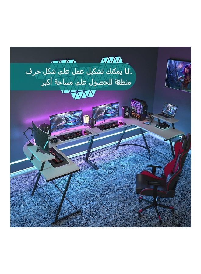 JANTENS - Gaming Table Computer Desk With Stand White 129x46x74cm - Image 1