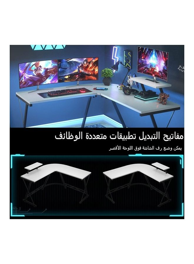 JANTENS - Gaming Table Computer Desk With Stand White 129x46x74cm - Image 1