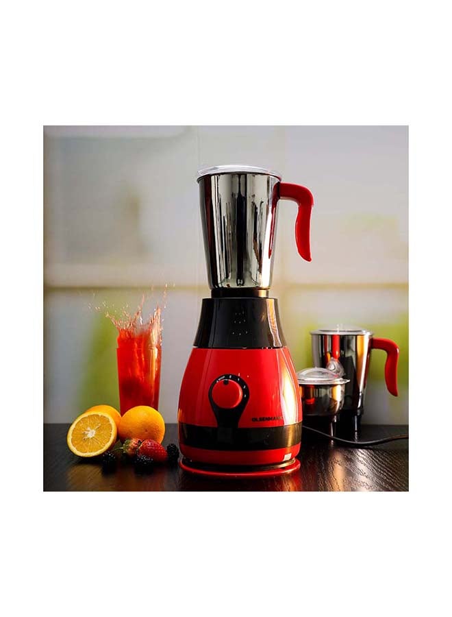 3 In 1 Mixer Grinder With 3 Stainless Steel Jars, 3 Speed Control, Wet & Dry Grinding and Juice Blender 750 W OMSB2319 Red/Black/Silver - v1643279724/N20682154A_5