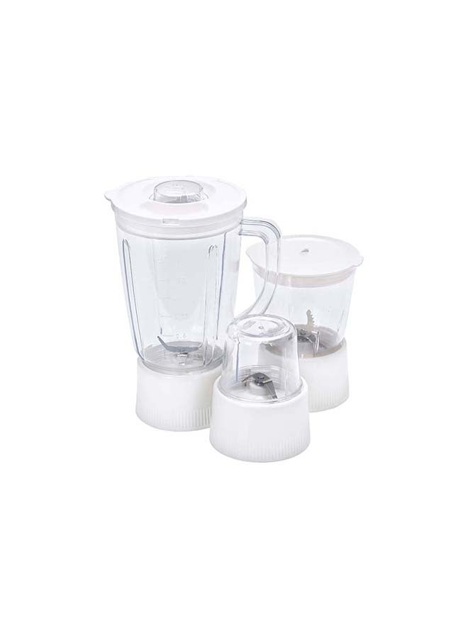 Olsenmark - 4-in-1 Blender Food Processor & Juicer | Multifunctional Smoothie Maker, Juicer, Compact Electric Blender, Chopper & Grinder - 1.5L Jug, 2-Speed Pulse Function for Ice Crusher 1500 ml 400 W OMSB2383 White/Clear - Image 1