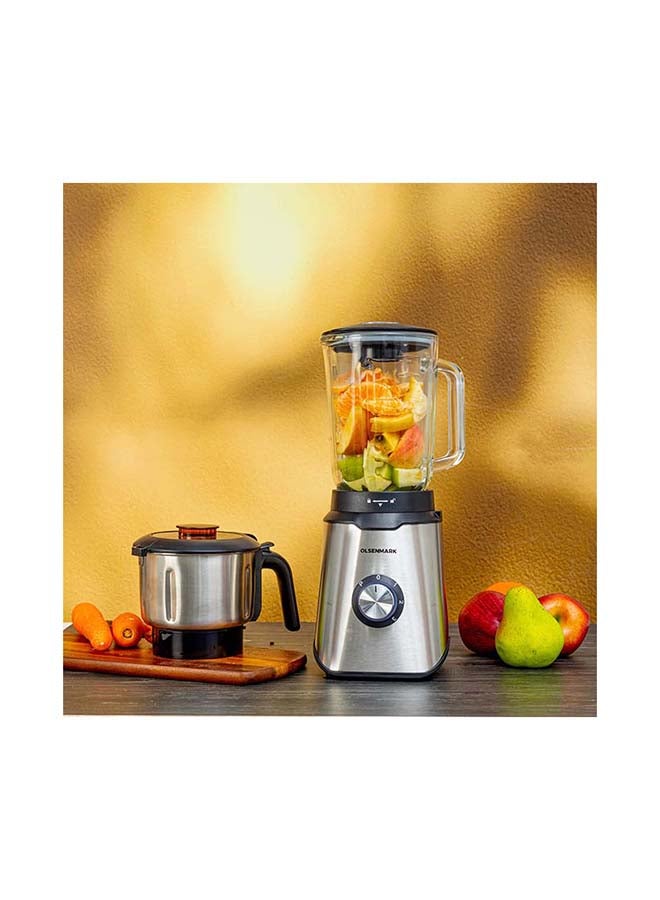 Olsenmark - 2-In-1 Premium Blender With Glass Jar 1.5 L 800.0 W OMSB2470 Silver and black - Image 1