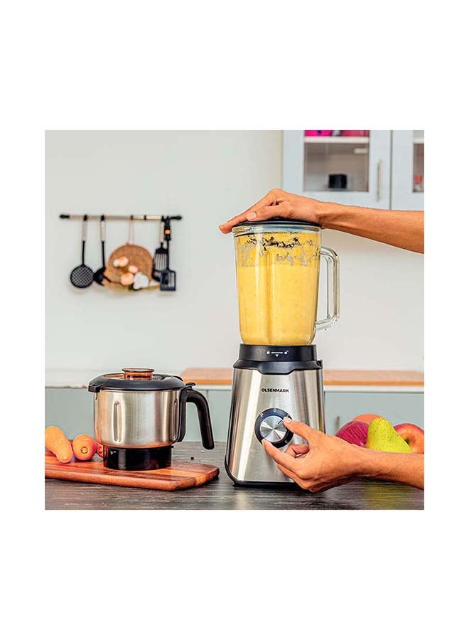 Olsenmark - 2-In-1 Premium Blender With Glass Jar 1.5 L 800.0 W OMSB2470 Silver and black - Image 1