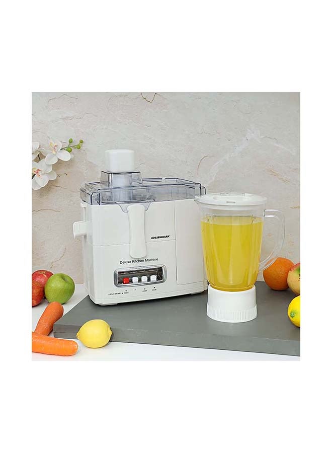 Olsenmark - 4-in-1 Blender Food Processor & Juicer | Multifunctional Smoothie Maker, Juicer, Compact Electric Blender, Chopper & Grinder - 1.5L Jug, 2-Speed Pulse Function for Ice Crusher 1500 ml 400 W OMSB2383 White/Clear - Image 1