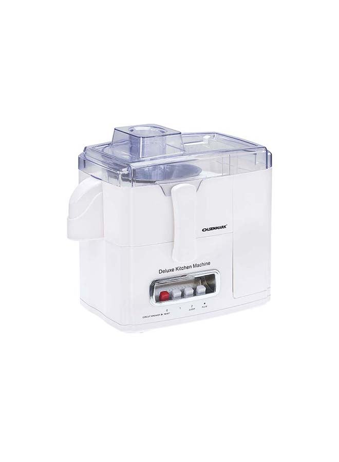 Olsenmark - 4-in-1 Blender Food Processor & Juicer | Multifunctional Smoothie Maker, Juicer, Compact Electric Blender, Chopper & Grinder - 1.5L Jug, 2-Speed Pulse Function for Ice Crusher 1500 ml 400 W OMSB2383 White/Clear - Image 1